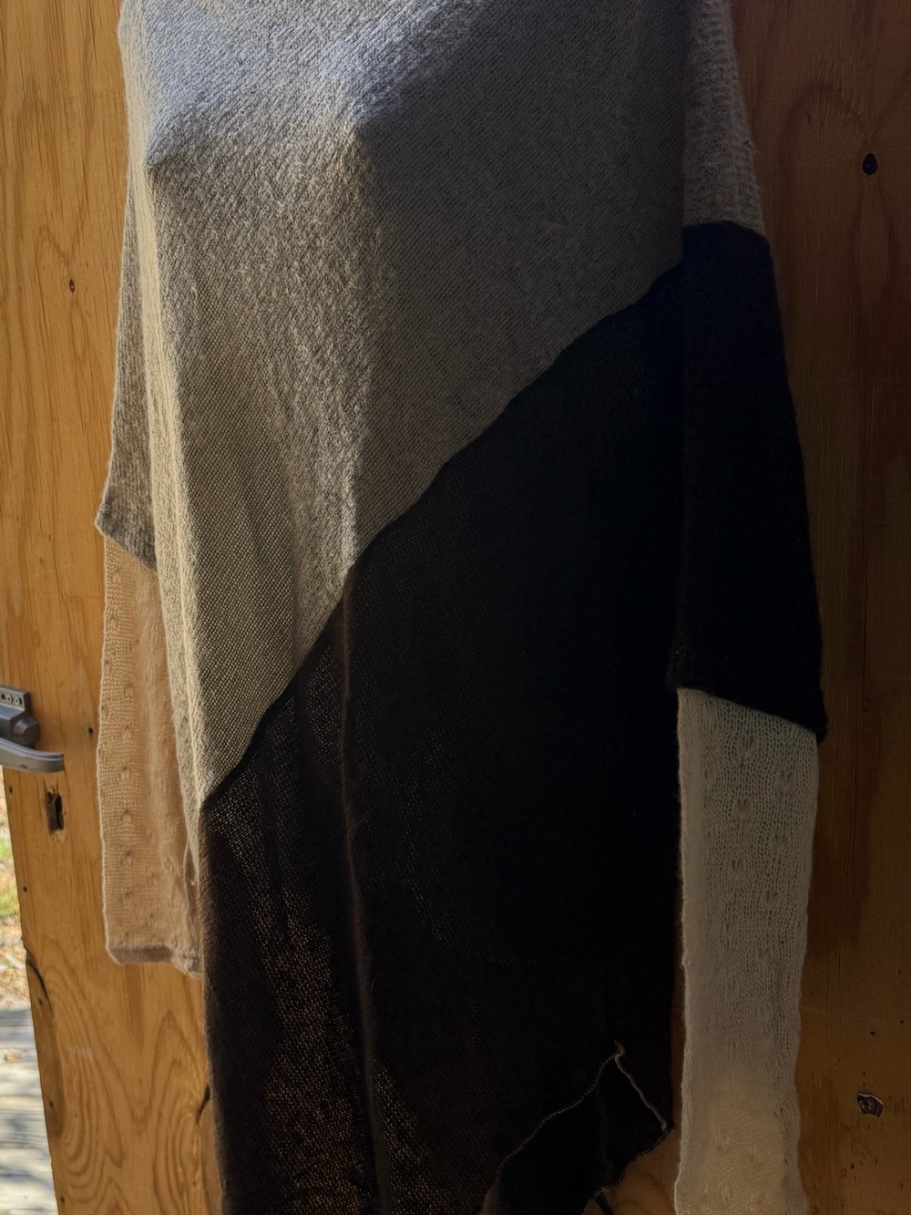 Avatar Clothing Colorblock Asymmetrical Turtleneck Poncho Sweater 100% Rayon